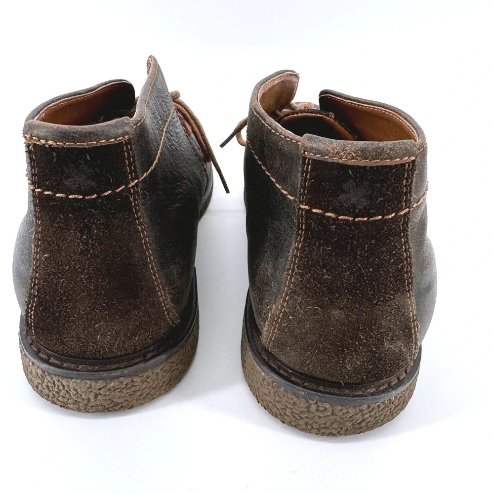 Lucky Brand Bal Desert Boots Mens 9M Dark Brown Leather Chukka Suede Heel